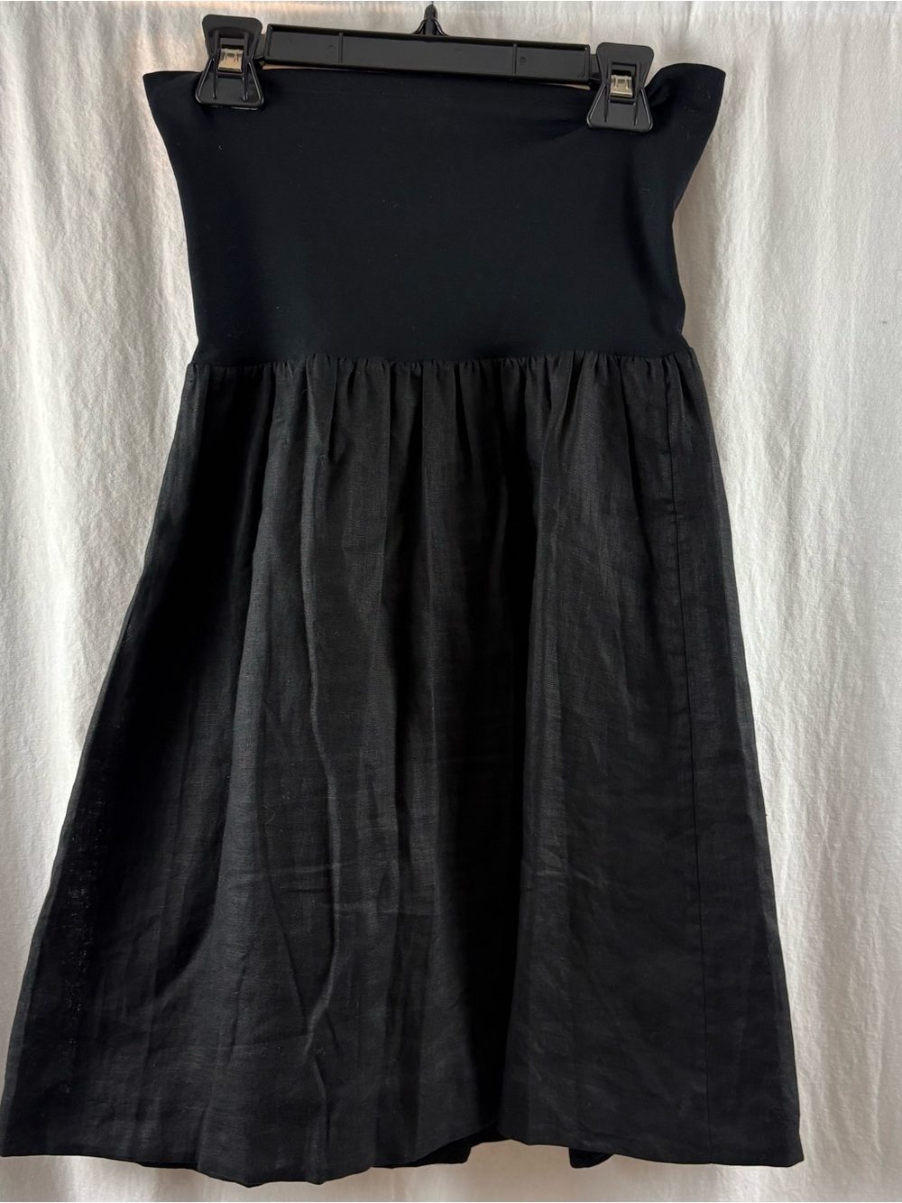 Theory Fabiola Black One Size Pull On Strapless linen Dress
